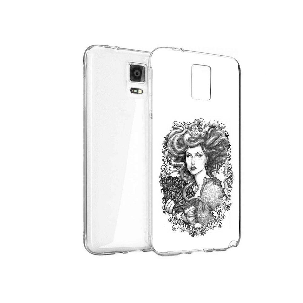 

Чехол MyPads Tocco для Samsung Galaxy Note 4 медуза черно белый, Прозрачный, Tocco