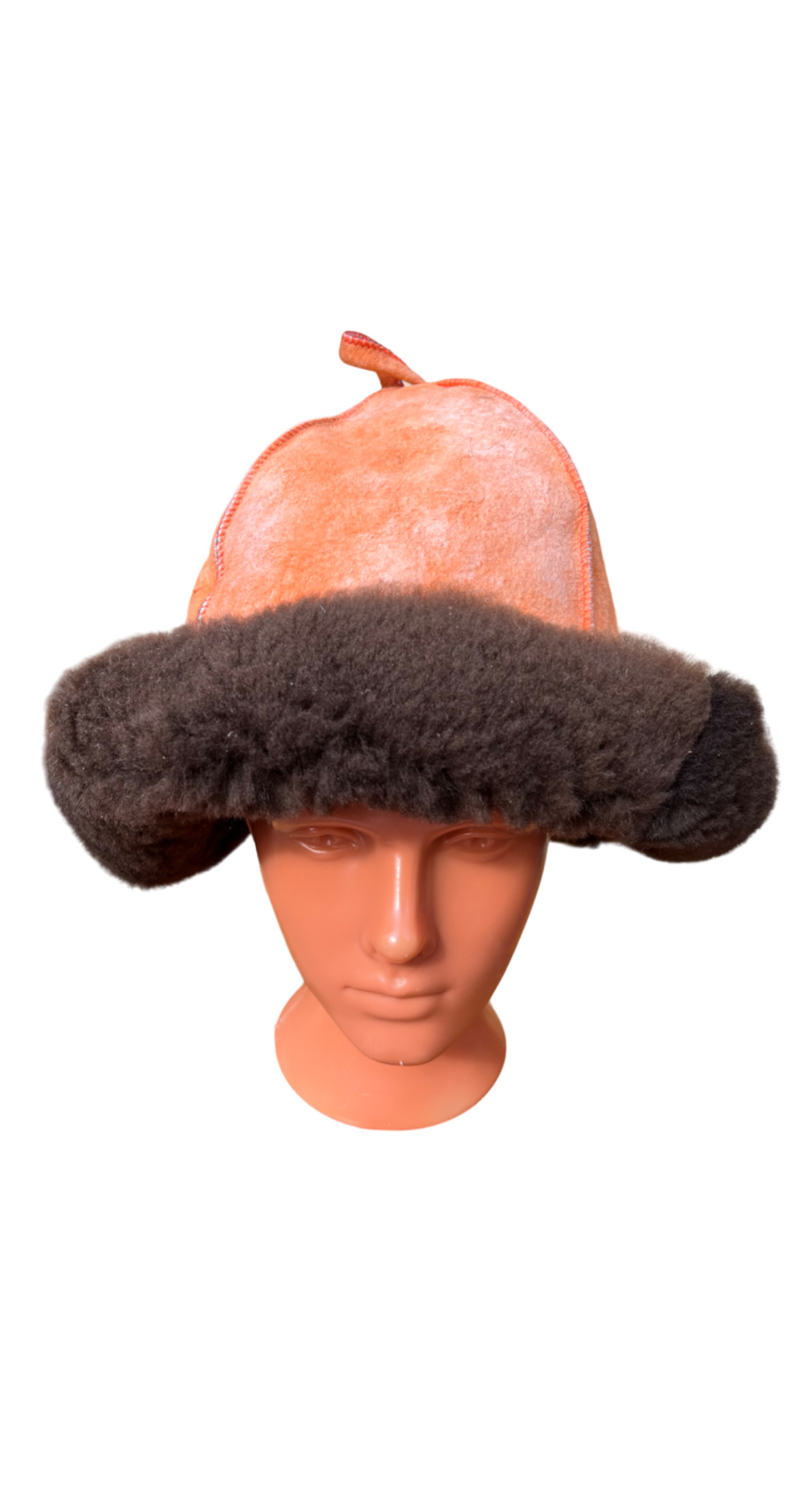 Шапка для бани FUR BOMB Orangeblack, оранжевая, женская