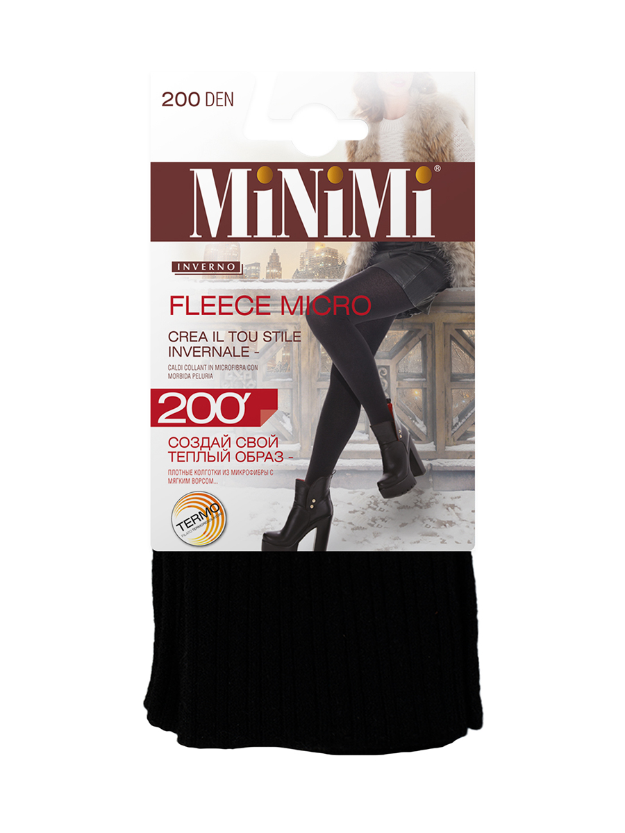 Колготки женские Minimi FLEECE MICRO 200 (микрофибра с флисом) черные 2(S) черный