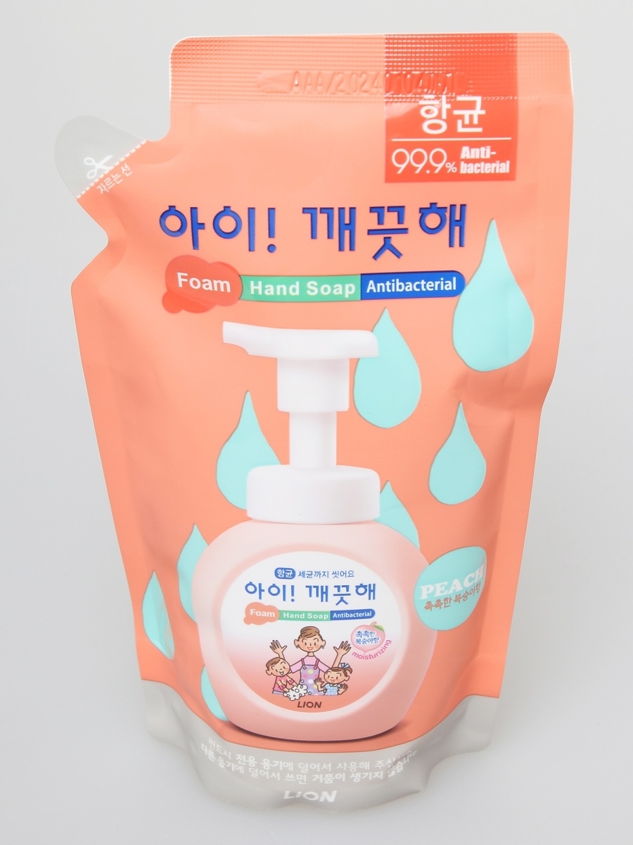 Жидкое пенное мыло для рук с экстрактом персика Ai kekute Foaming handsoap Peach Lion 200м