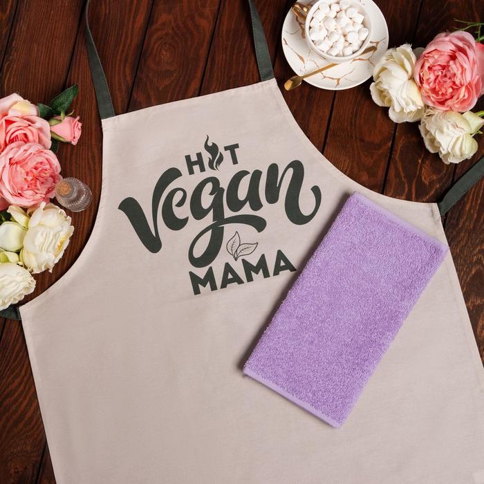 фото Подарочный набор этель vegan mama фартук 70х60 см, полотенце 30х60 см, 100% хл