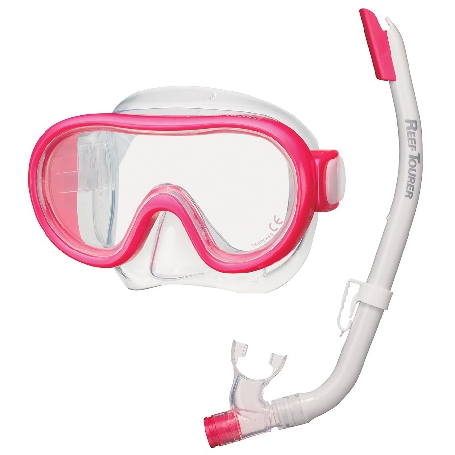 Маска и трубка ReefTourer RCR0204 детский комплект для подводного плавания розовый