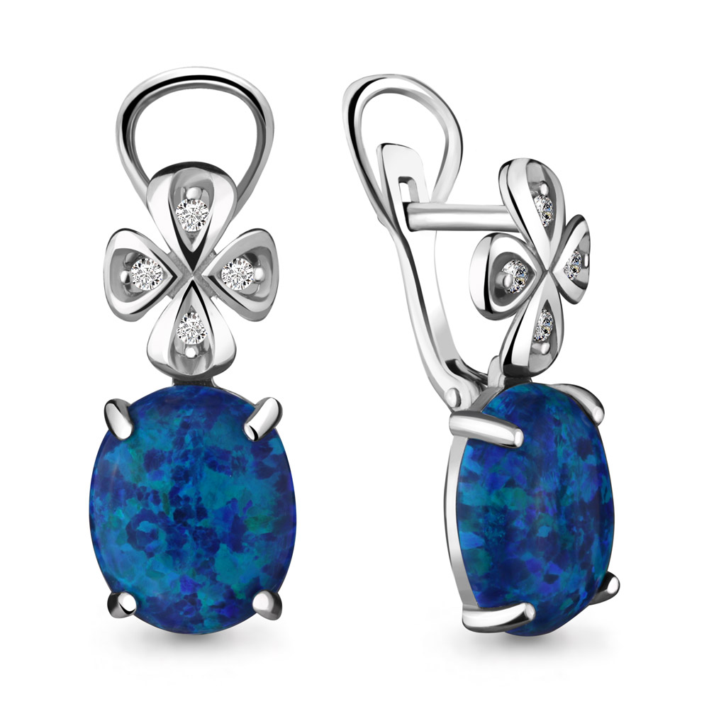 

Серьги из серебра с фианитом Aquamarine 4477395А_925_р, 4477395А_925_р