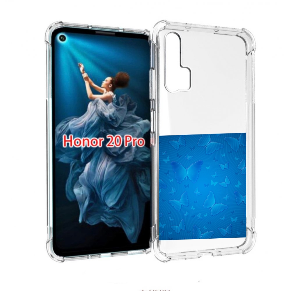

Чехол бампер MyPads голубые-бабочки для Honor 20 Pro противоударный, Прозрачный, Tocco