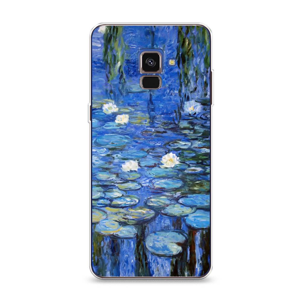 

Чехол на Samsung Galaxy A8 2018 "Нарисованный пруд", Синий;зеленый, 25450-4