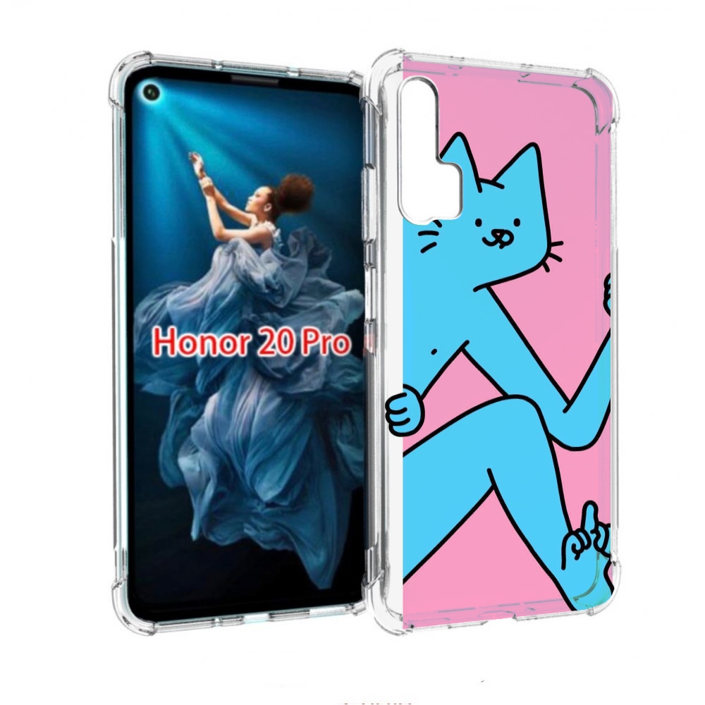 

Чехол бампер MyPads голубой кот в дверце для Honor 20 Pro против, Прозрачный, Tocco