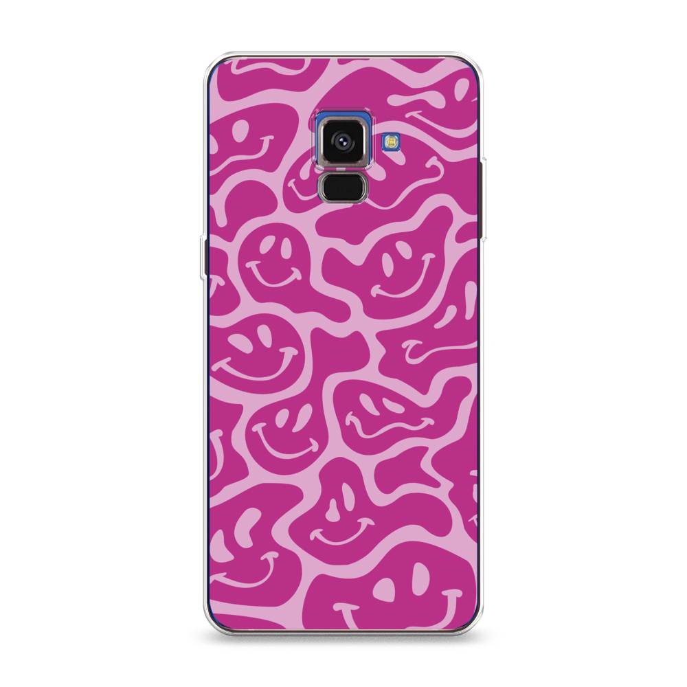 

Чехол на Samsung Galaxy A8 2018 "Расплывчатые смайлики розовые", Фиолетовый, 25450-6