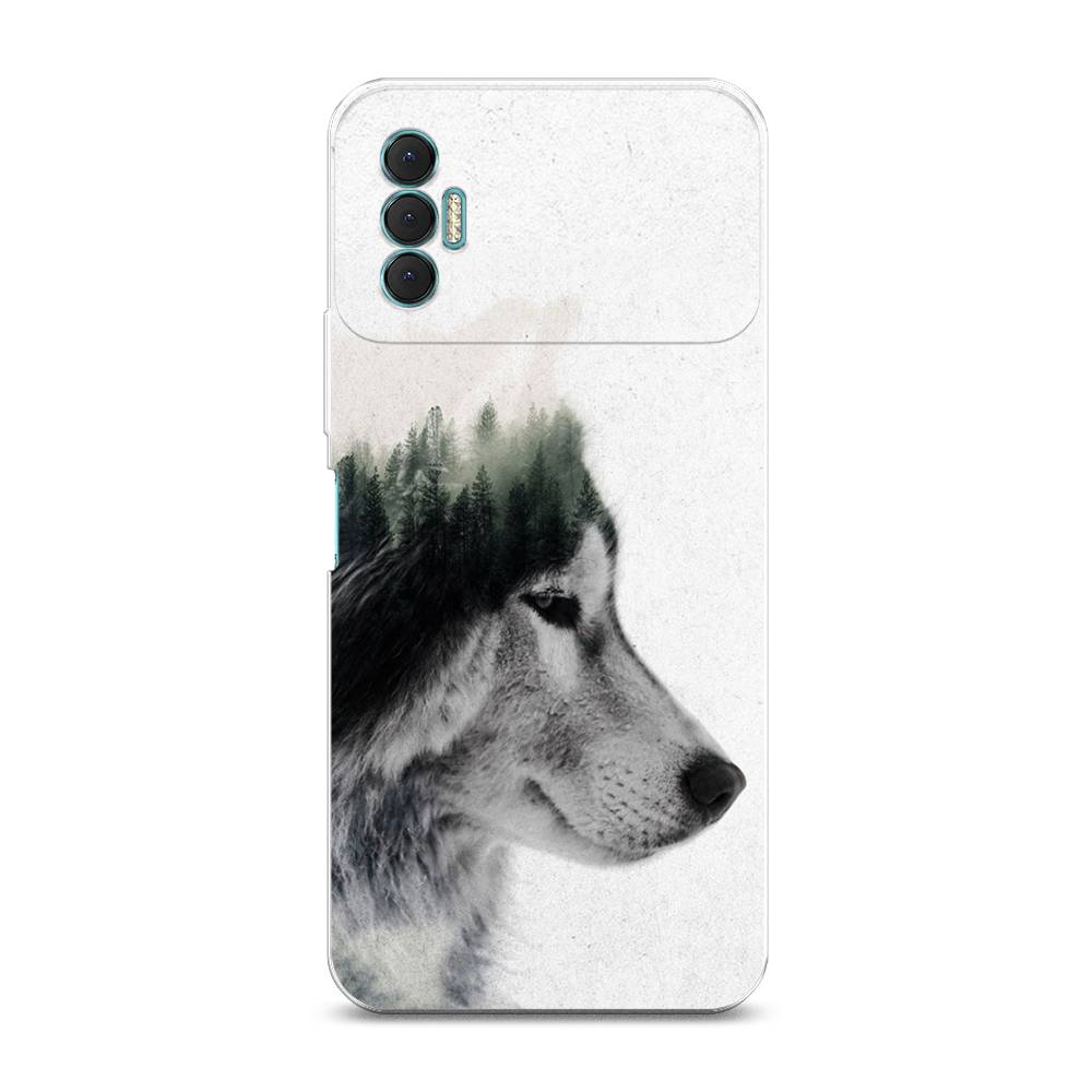 

Чехол для Tecno Spark 8P "Волк лес", Серый;белый, 301450-1