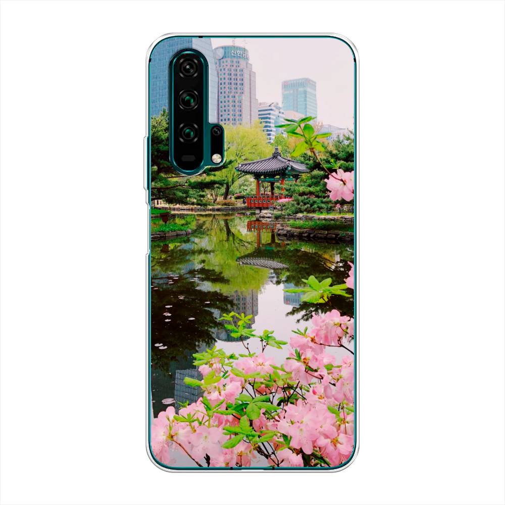 

Чехол для Honor 20 Pro "Сакура возле озера", Зеленый;розовый;голубой, 69350-2