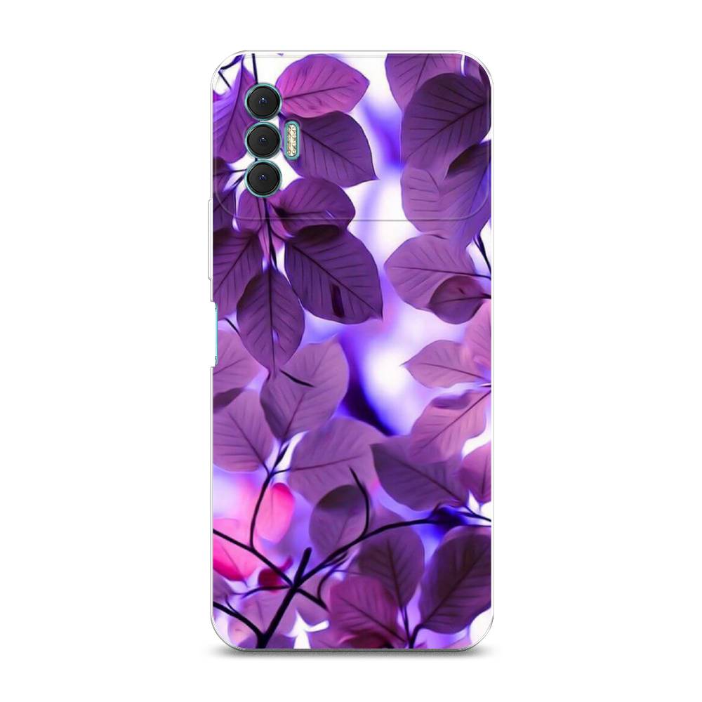 

Чехол для Tecno Spark 8P "Сиреневые листики", Фиолетовый;голубой, 301450-2