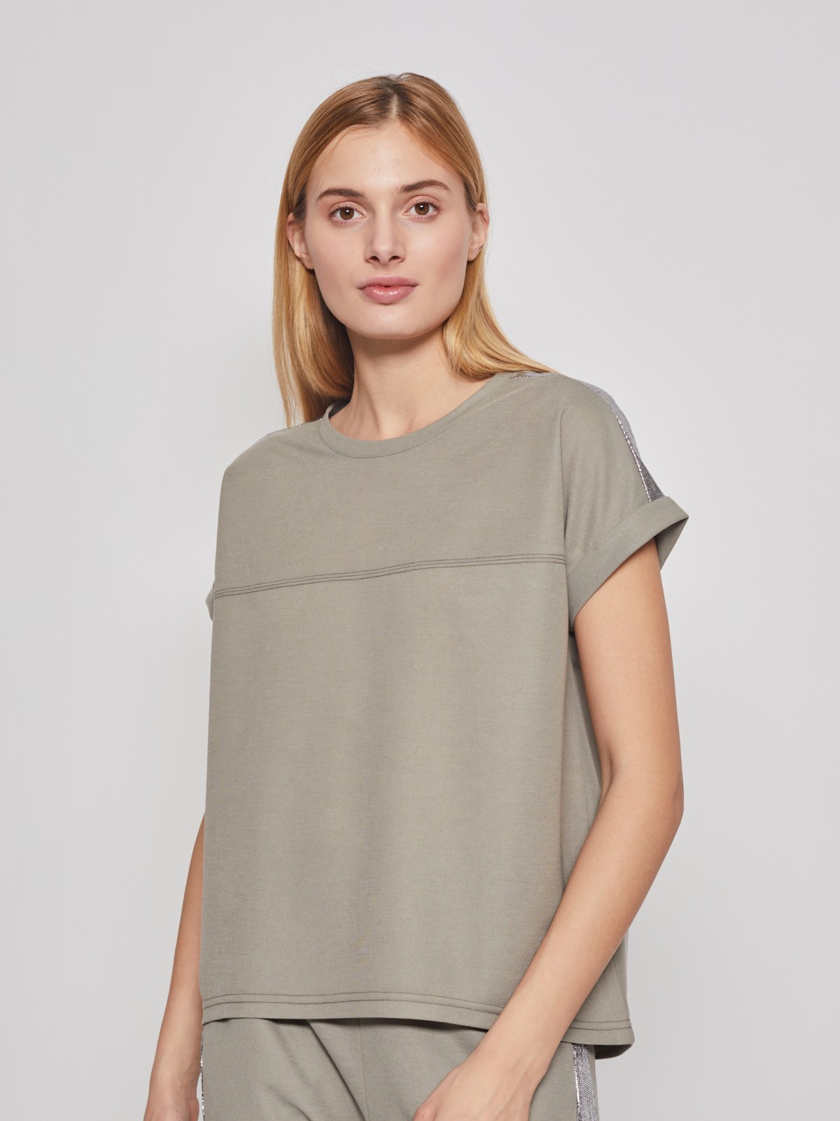 

Футболка женская Zolla 02224329Y1837500 хаки XL, 02224329Y1837500