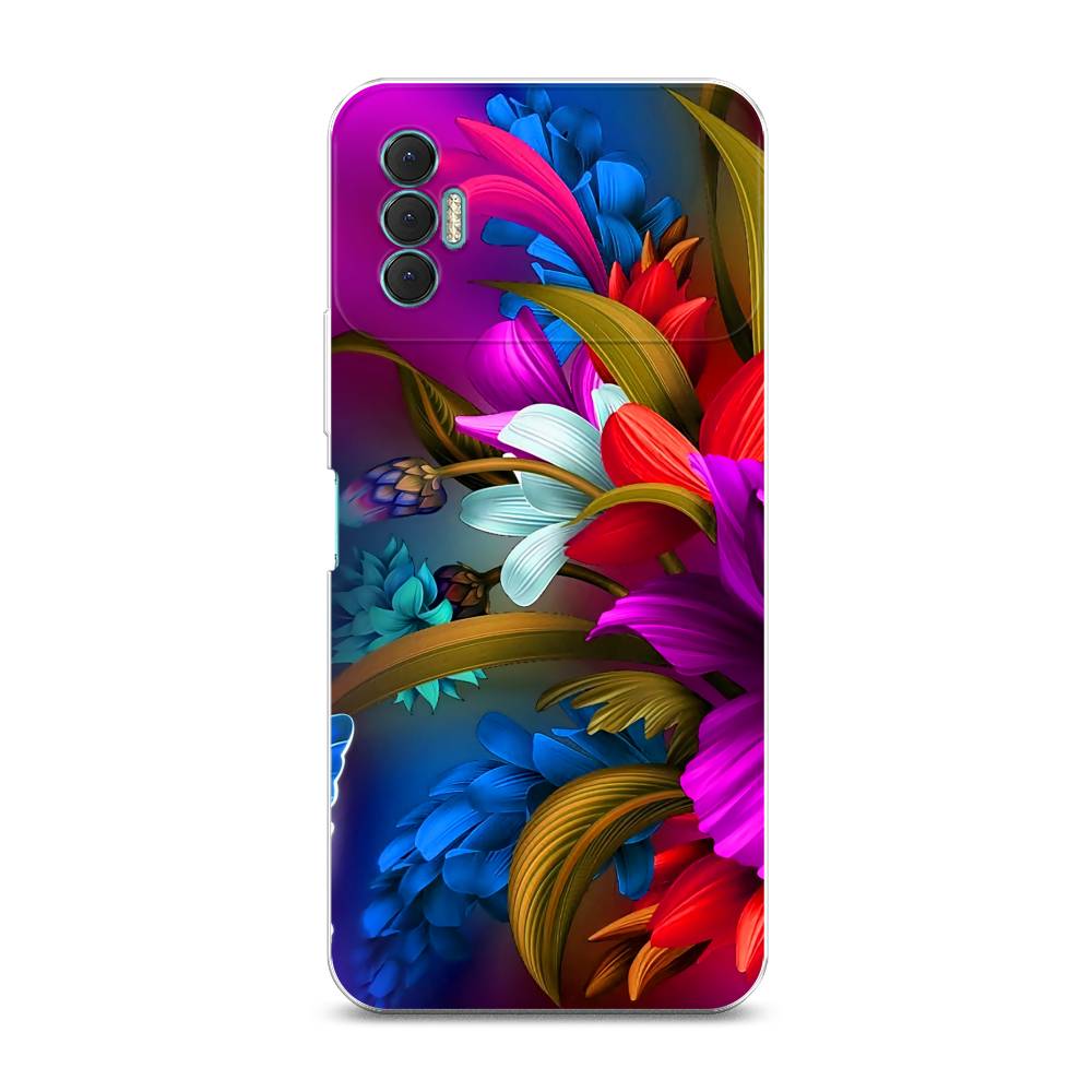 

Чехол для Tecno Spark 8P "Фантастические цветы", Фиолетовый;красный;синий, 301450-2