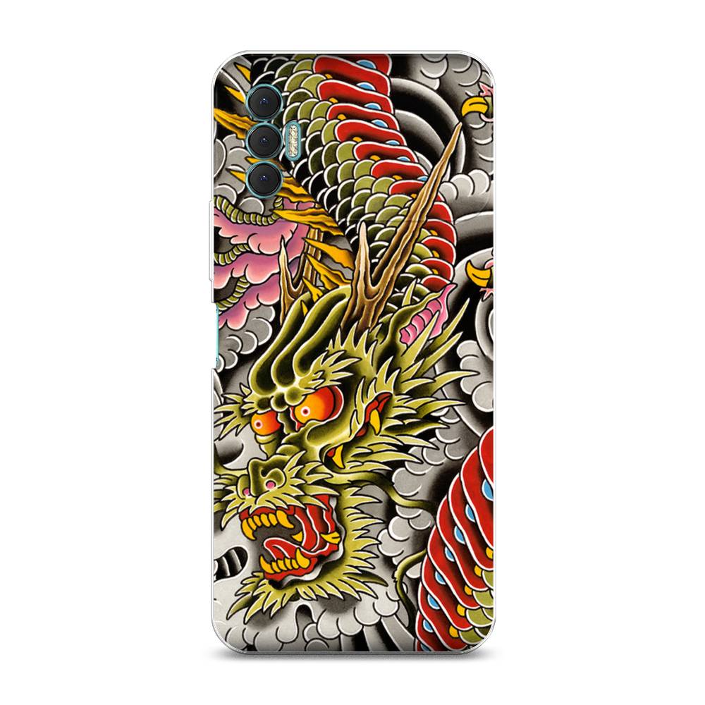 

Чехол для Tecno Spark 8P "Японский дракон", Желтый;розовый;красный, 301450-4