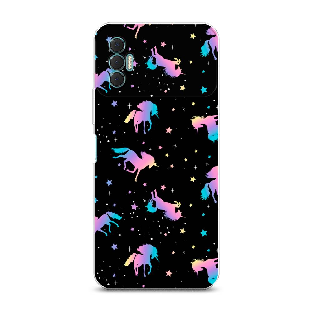 

Чехол для Tecno Spark 8P "Единороги градиент", Черный;розовый;голубой, 301450-1
