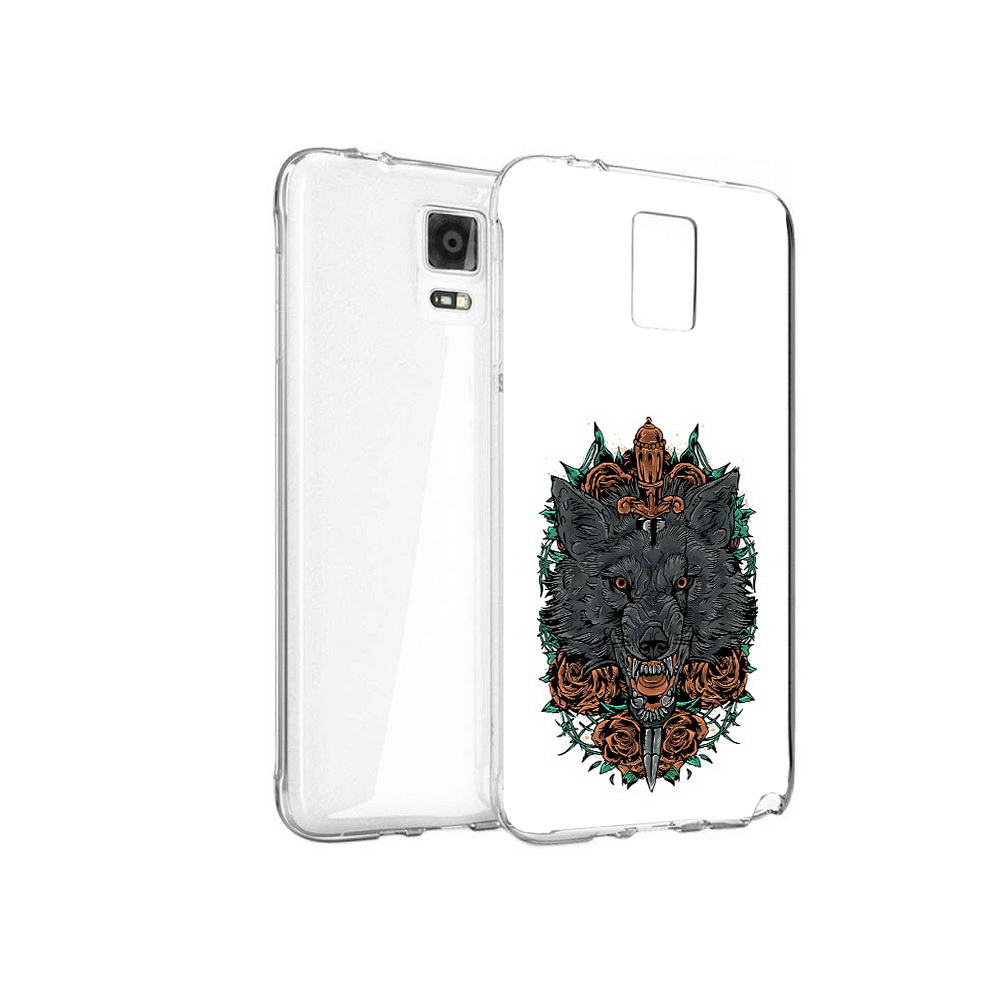 

Чехол MyPads Tocco для Samsung Galaxy Note 4 красивый злой волк, Прозрачный, Tocco