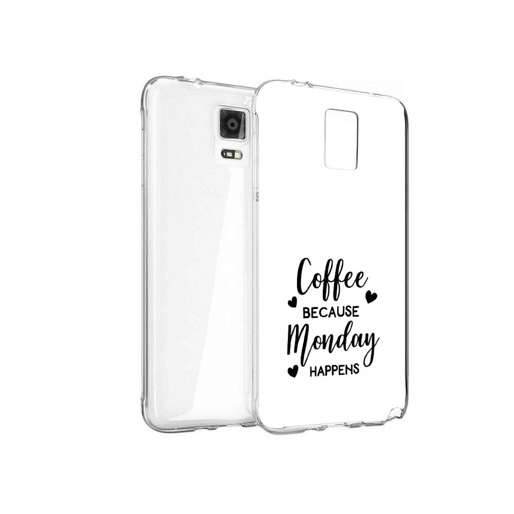 

Чехол MyPads Tocco для Samsung Galaxy Note 4 кофе и понедельник стал счастливым, Прозрачный, Tocco