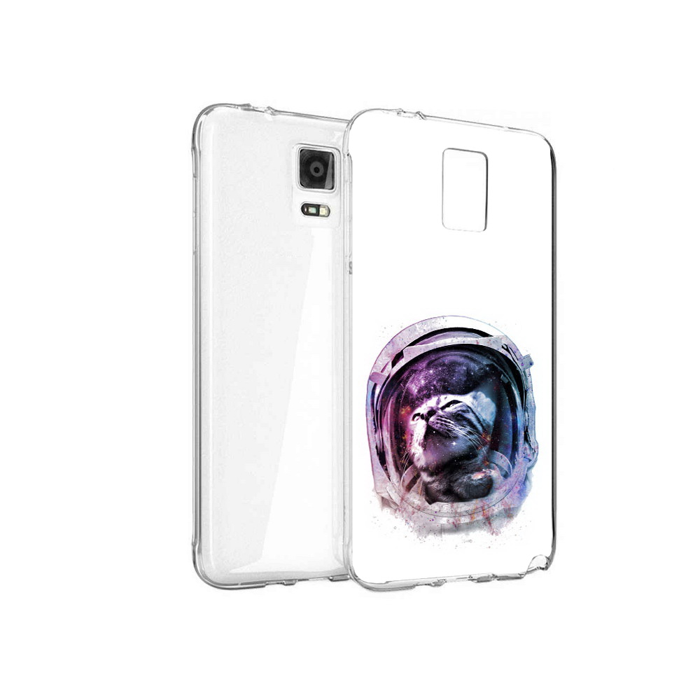 

Чехол MyPads Tocco для Samsung Galaxy Note 4 кот в шлеме, Прозрачный, Tocco