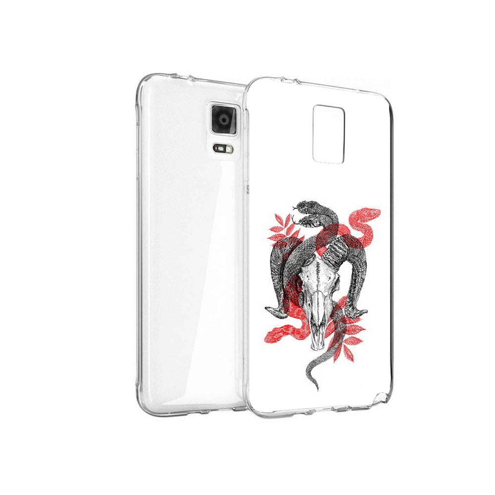 

Чехол MyPads Tocco для Samsung Galaxy Note 4 змея в черепе рисунок, Прозрачный, Tocco