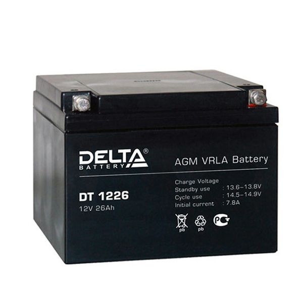 

Аккумулятор Delta DT 1226 12В 26Ач 167x175x126 мм Обратная (-+)