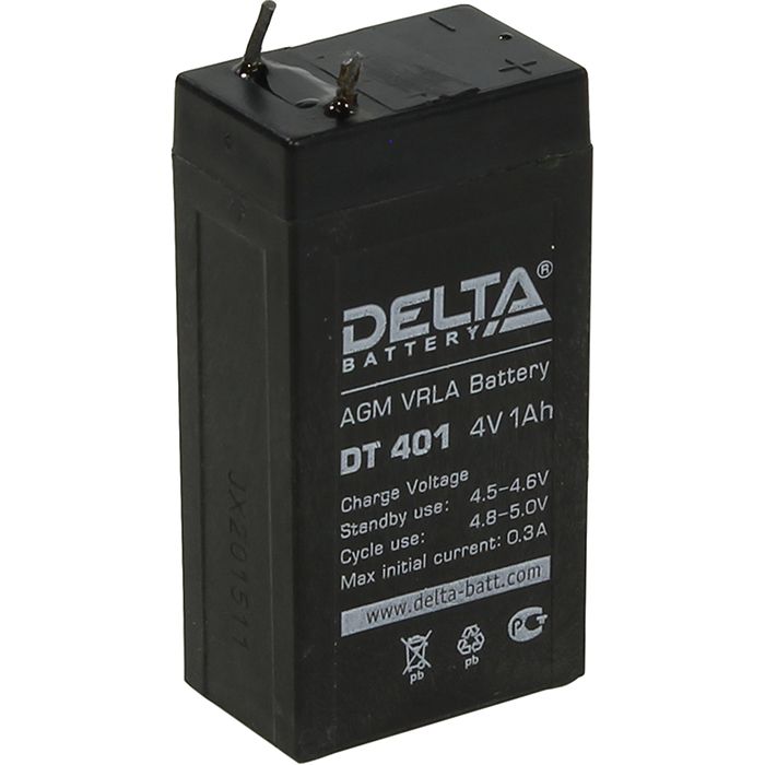 Аккумулятор Delta DT 401 4В 1Ач 35x22x69 мм Обратная (-+)