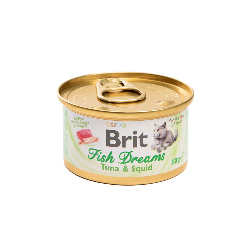 Консервы для кошек Brit Fish Dreams, тунец и кальмар, 80г