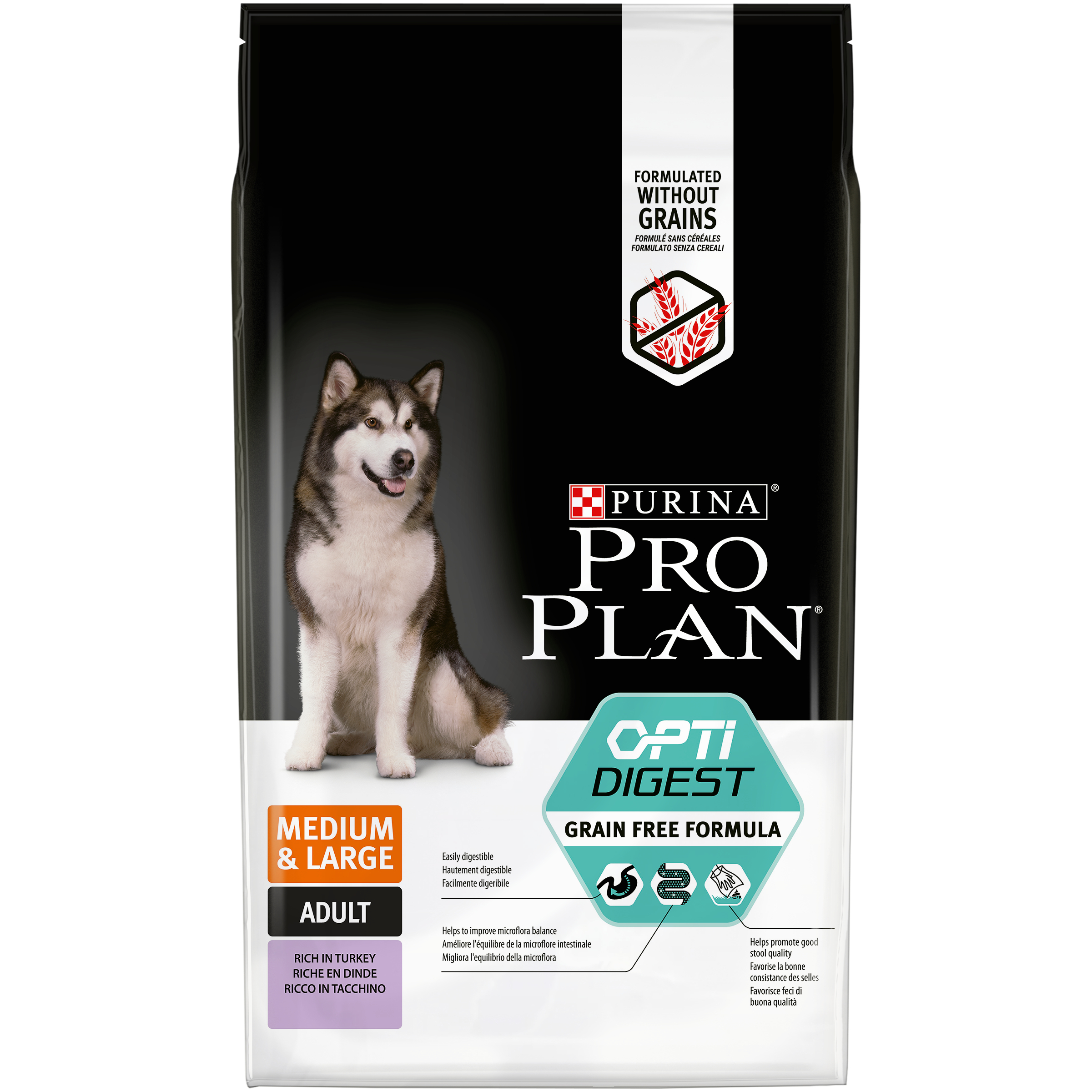 фото Сухой корм для собак pro plan optidigest medium & large adult grain free, индейка, 7кг