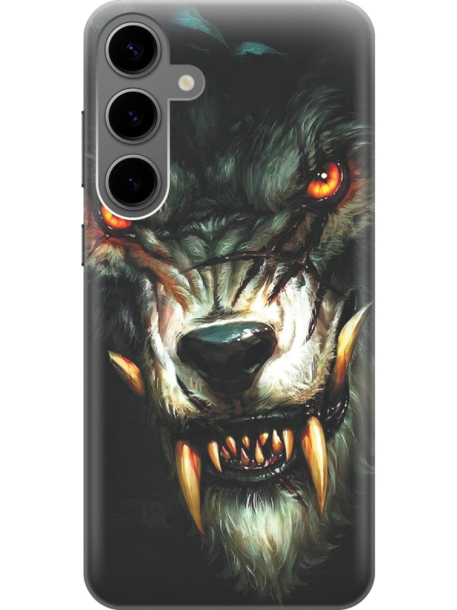 

Силиконовый чехол на Samsung Galaxy S24+ с рисунком "Злой оборотень", Желтый;черный, 20011905