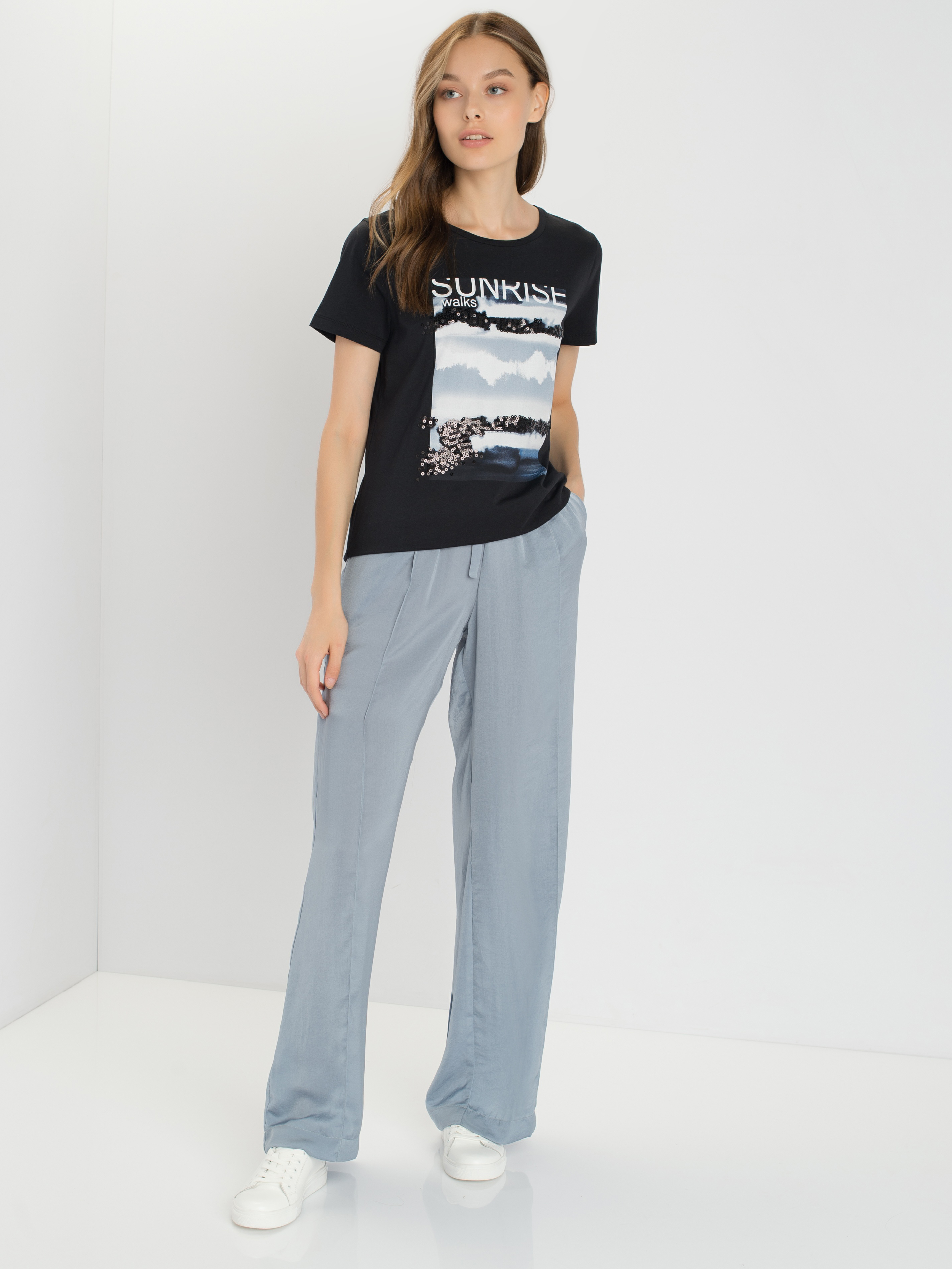 

Футболка женская TAIFUN by GERRY WEBER 171060-16135-8102 синяя 34, 171060-16135-8102