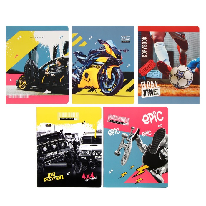 

Тетрадь 48 листов в клетку "Мальчики", обложка мелованный картон, блок офсет, МИКС