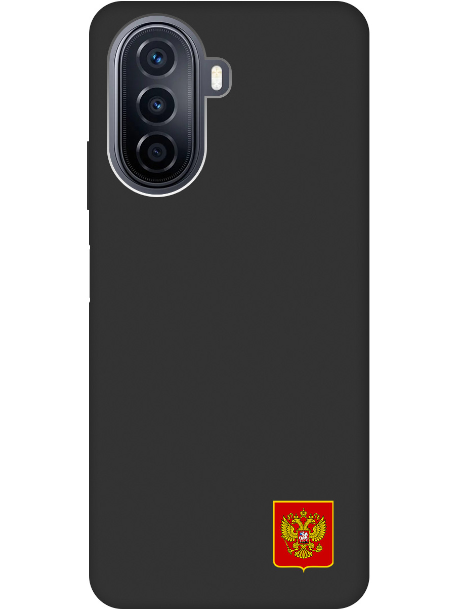 

Силиконовый чехол на Huawei nova Y70 с Гербом России, Soft Touch черный, 20000924