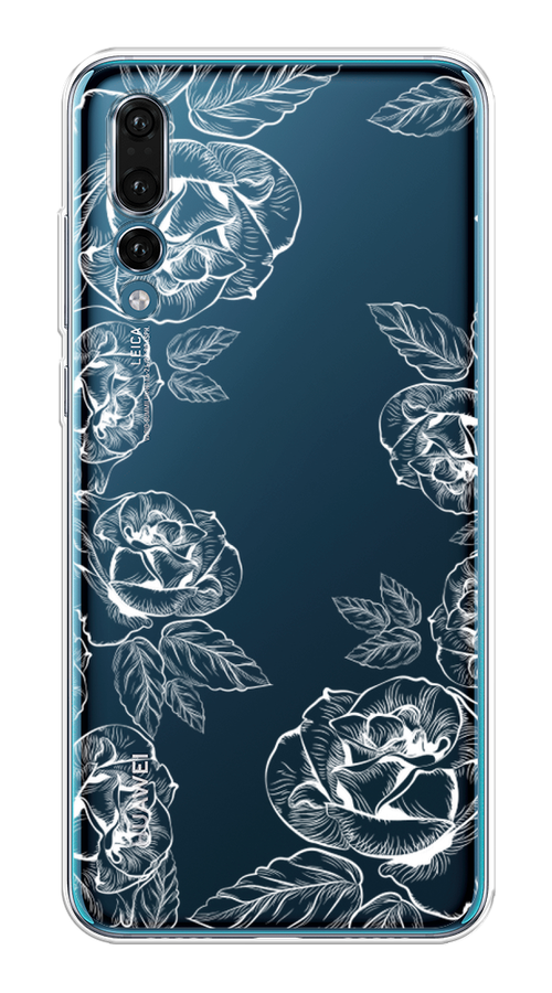 

Чехол на Huawei P20 Pro "Розы графика", Черный;серый, 65050-2