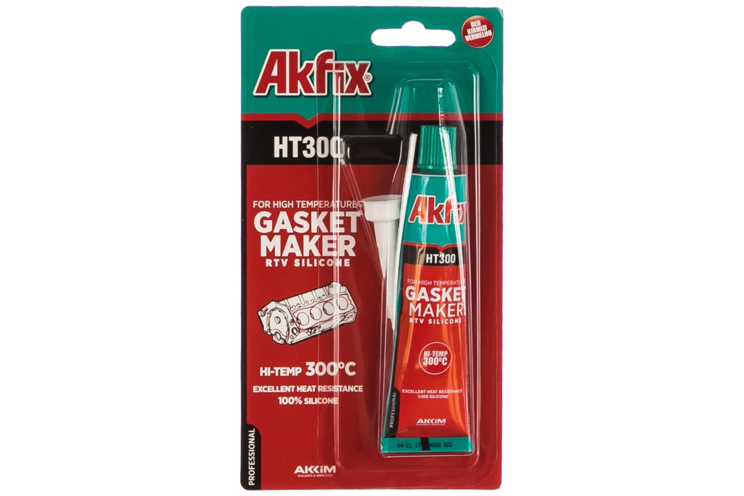 

Герметик силиконовый Akfix НТ300, термостойкий, красный, 310 мл