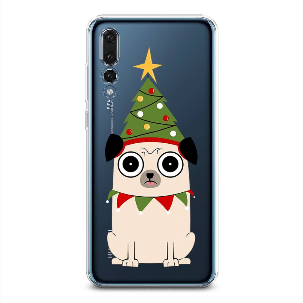 

Чехол на Huawei P20 Pro "Собачка с ёлочкой", Бежевый;красный;зеленый, 65050-1