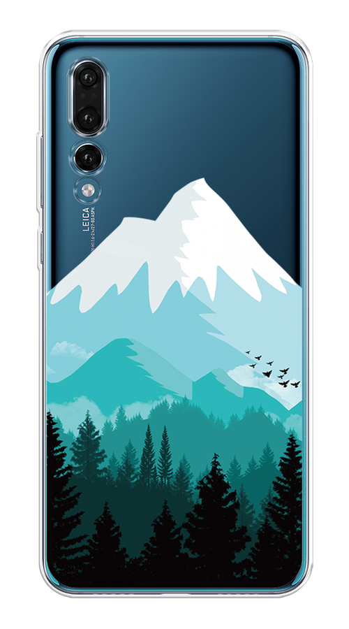 

Чехол на Huawei P20 Pro "Синяя снежная гора", Белый;голубой, 65050-2