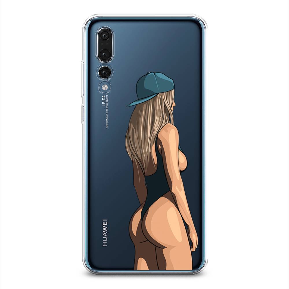 

Чехол на Huawei P20 Pro "Девушка в черном купальнике", Зеленый;бежевый;черный, 65050-6