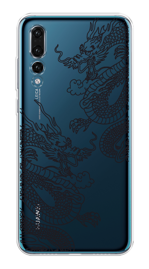 

Чехол на Huawei P20 Pro "Два китайских дракона", Серый;черный, 65050-1
