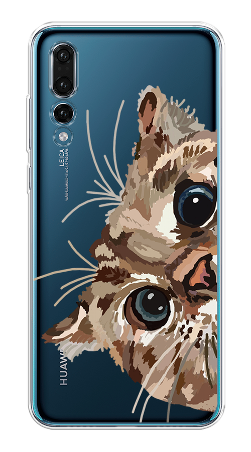 

Чехол на Huawei P20 Pro "Любопытный кот", Коричневый;синий;черный, 65050-1