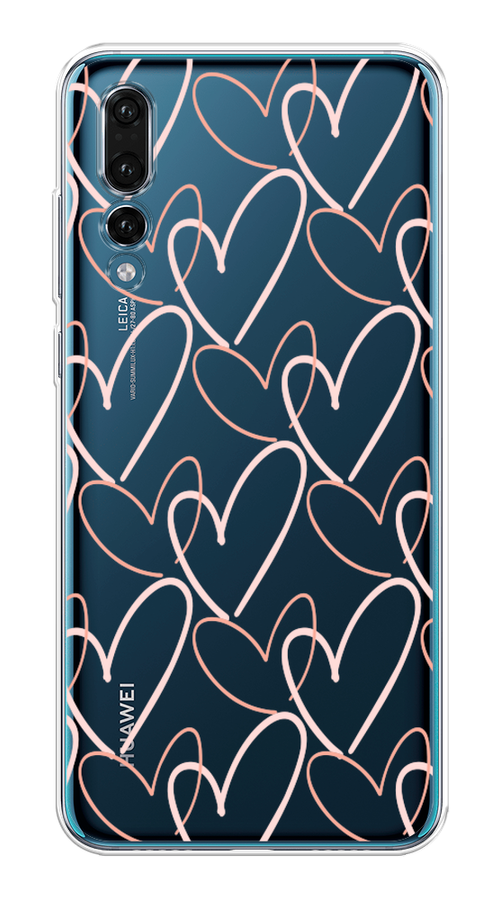 

Чехол на Huawei P20 Pro "Узор из сердечек", Розовый;бежевый, 65050-6