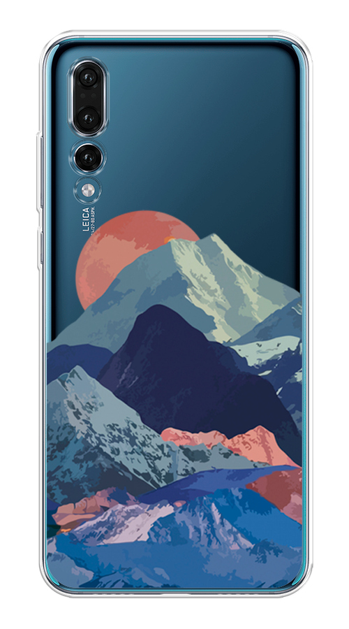 

Чехол на Huawei P20 Pro "Закат в снежных горах", Красный;серый;голубой, 65050-2