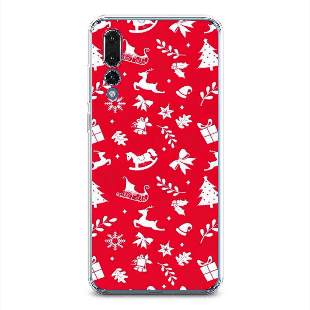 

Чехол на Huawei P20 Pro "Красный новогодний фон", Красный;белый, 65050-5