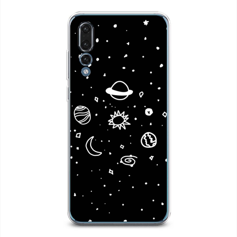

Чехол на Huawei P20 Pro "Дудл солнечной системы", Бежевый;серый, 65050-2