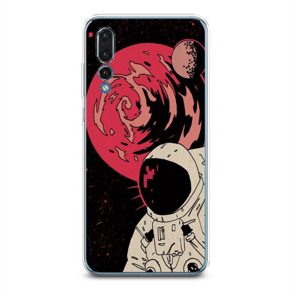 

Чехол на Huawei P20 Pro "Космонавт возле Марса", Черный;красный, 65050-2