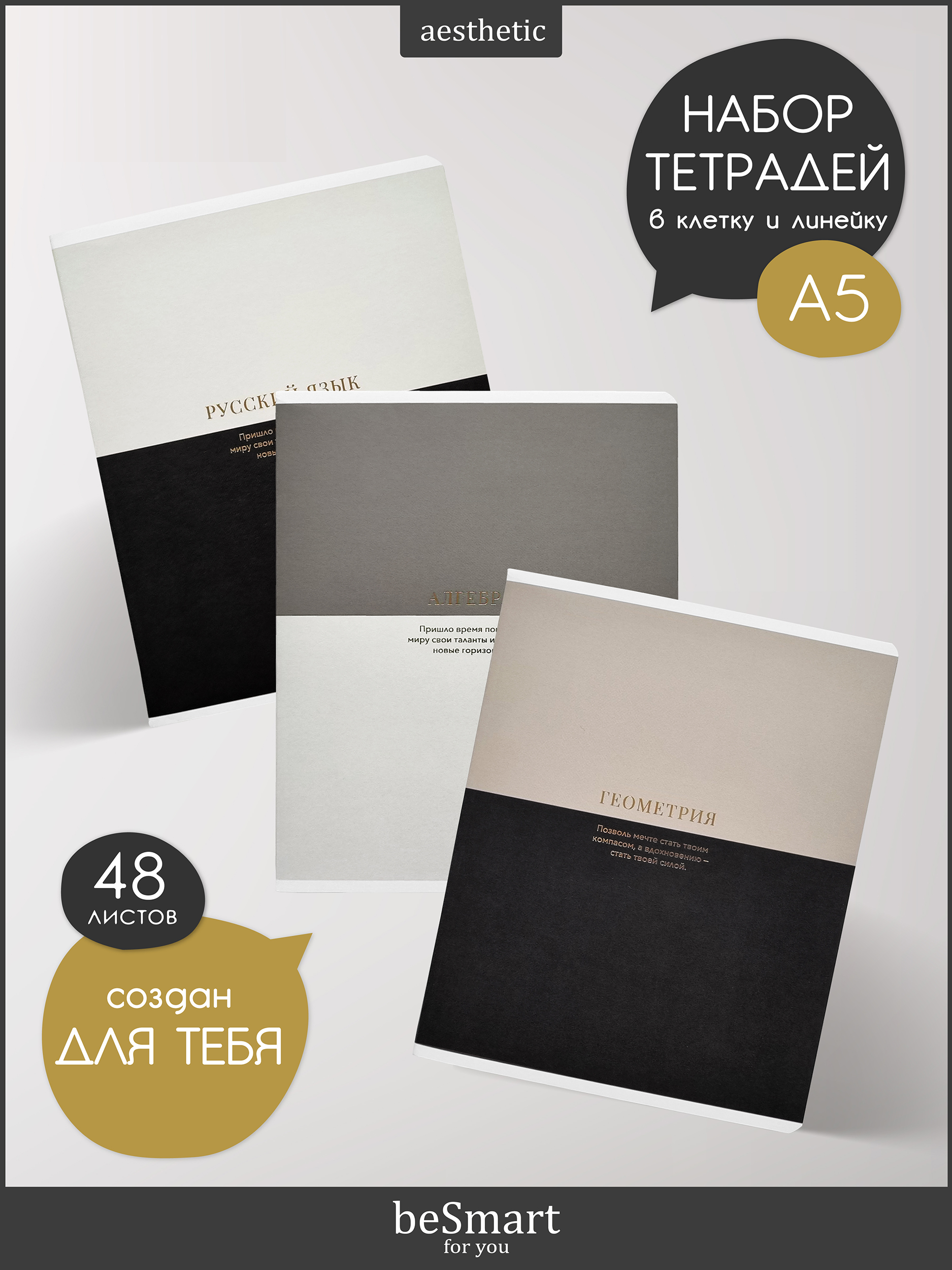 

Набор тетрадей beSmart MPPT-21-3, предметные, в клетку и линейку, А5 , 48 л, 3шт, BSТПН48СА5-1