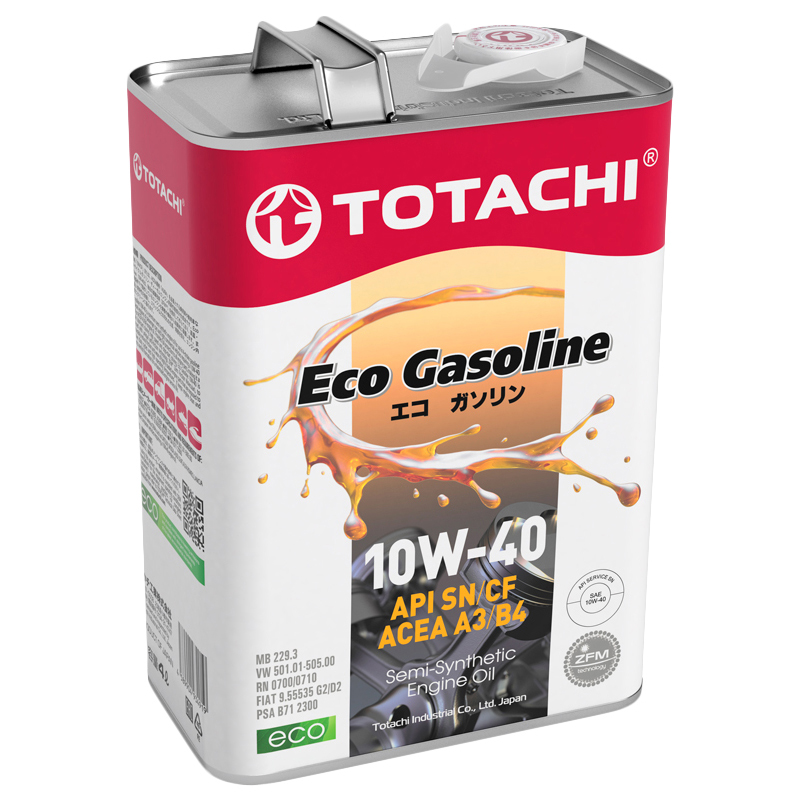 фото Масло моторное totachi eco gasoline 10w40 sn/cf (4 л) п/синт.