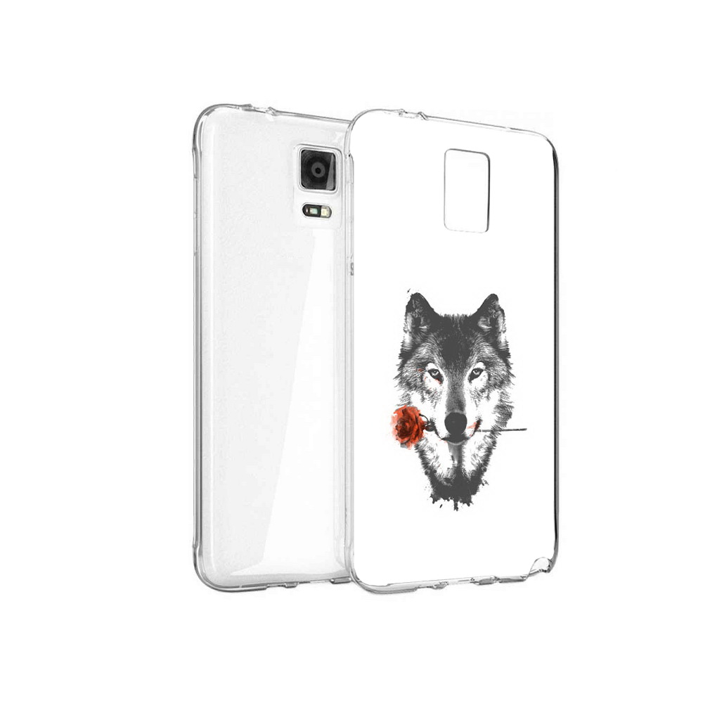 

Чехол MyPads Tocco для Samsung Galaxy Note 4 волк с розой, Прозрачный, Tocco