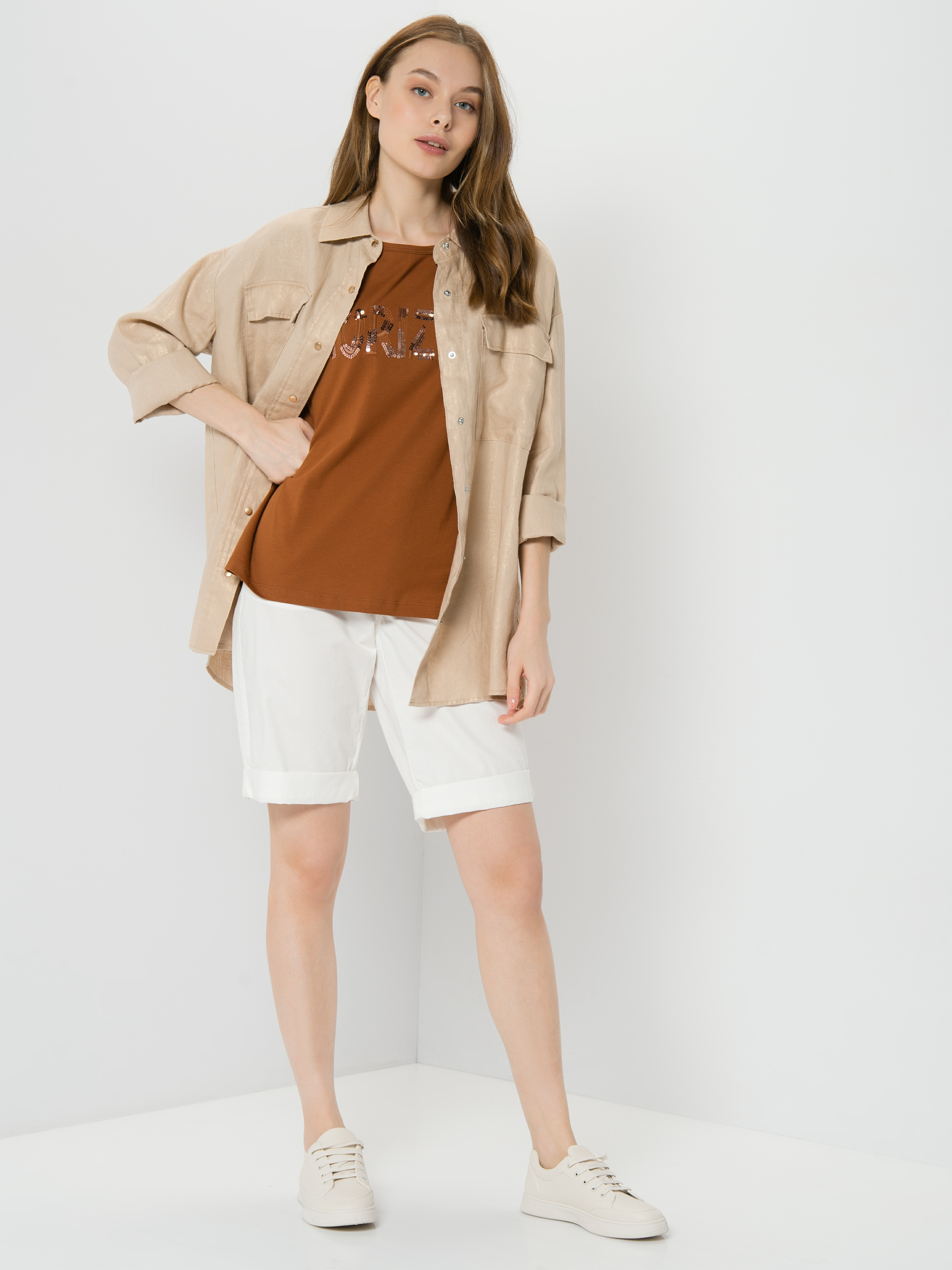 

Футболка женская TAIFUN by GERRY WEBER 171047-16216-7290 коричневая 38, 171047-16216-7290