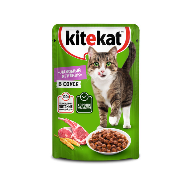 Влажный корм для кошек Kitekat с ягненком в соусе 85 г 35₽