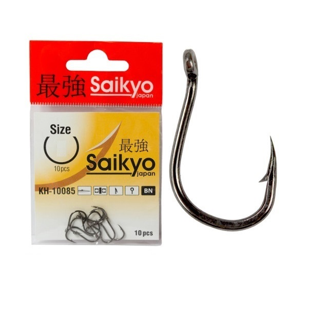 

Одинарные крючки Saikyo Chod Hook №3 BN, с колечком, загнутое острие, с бородкой, Черный, KH-10085 Special Feeder