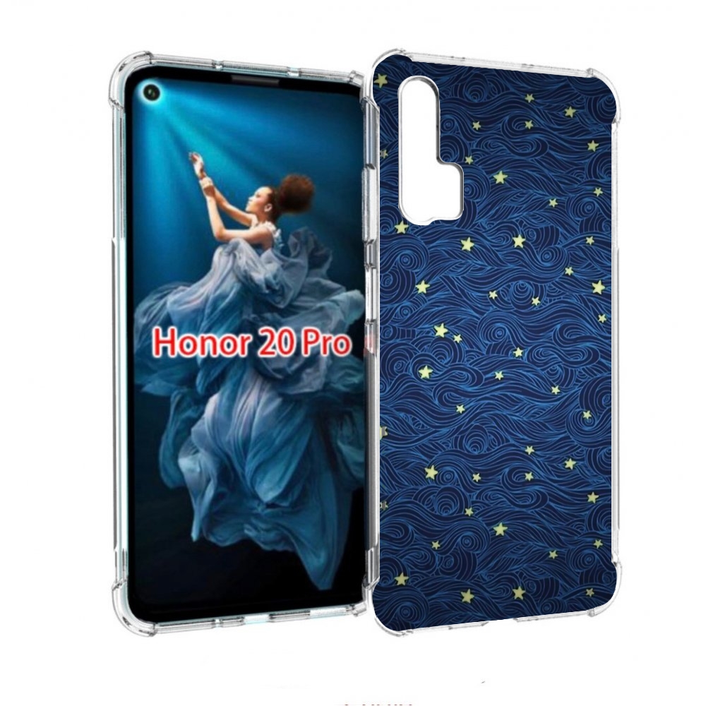 

Чехол бампер MyPads волны с звездами акварель для Honor 20 Pro п, Прозрачный, Tocco
