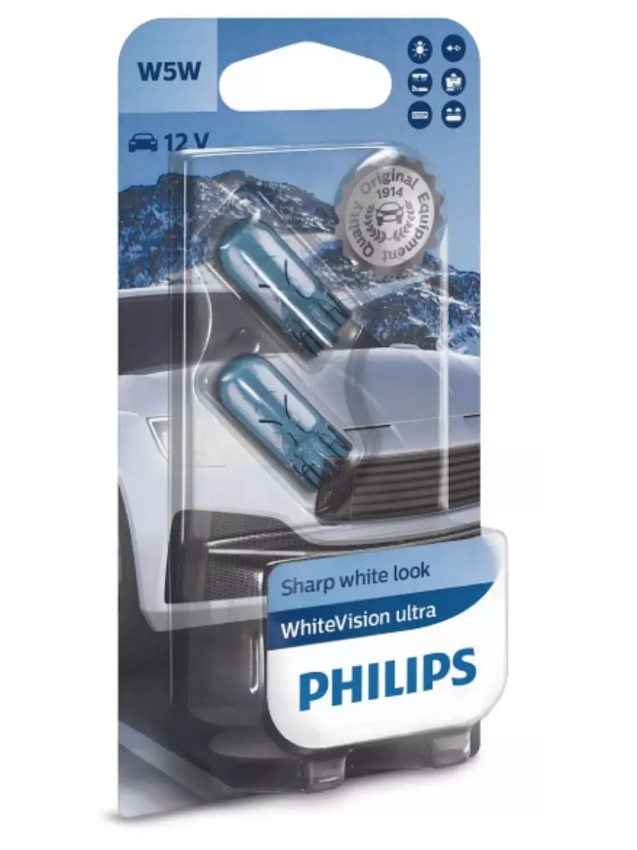 

Автолампа W5W 12V WhiteVision ultra блистер 2шт